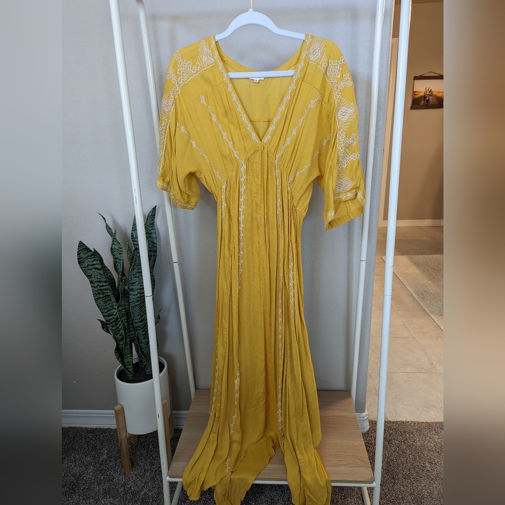 Yellow gauze cover up, boho size S